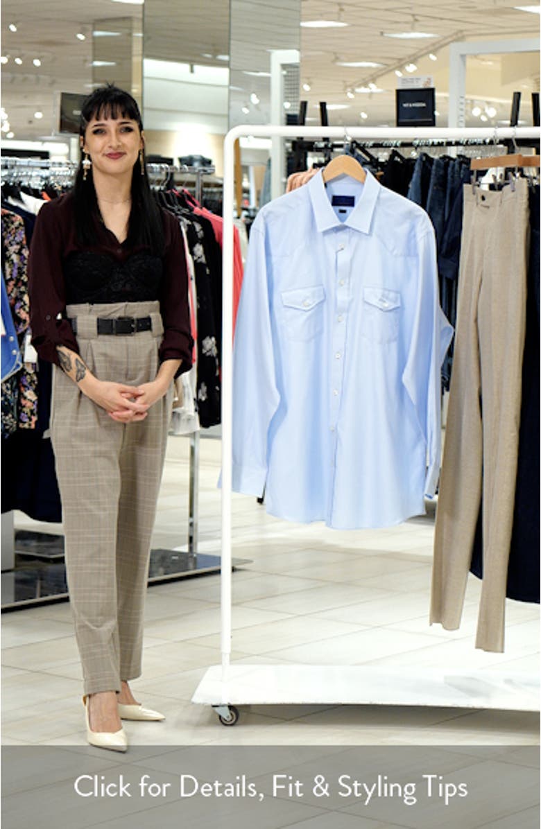 Trim Fit Light Blue Cotton Twill Button-Up Western Shirt, sales video thumbnail