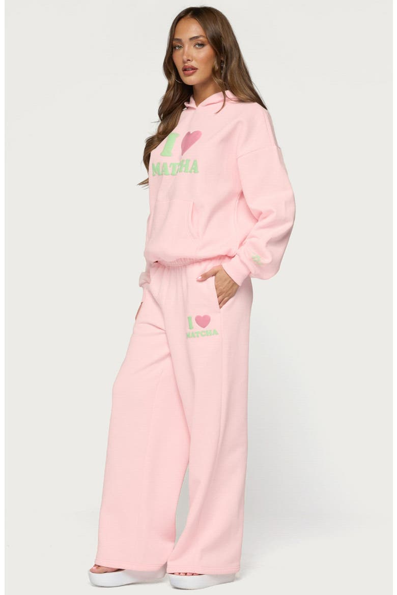 I Heart Matcha Wide Leg Sweatpants, Alternate, color, LIGHT-PINK