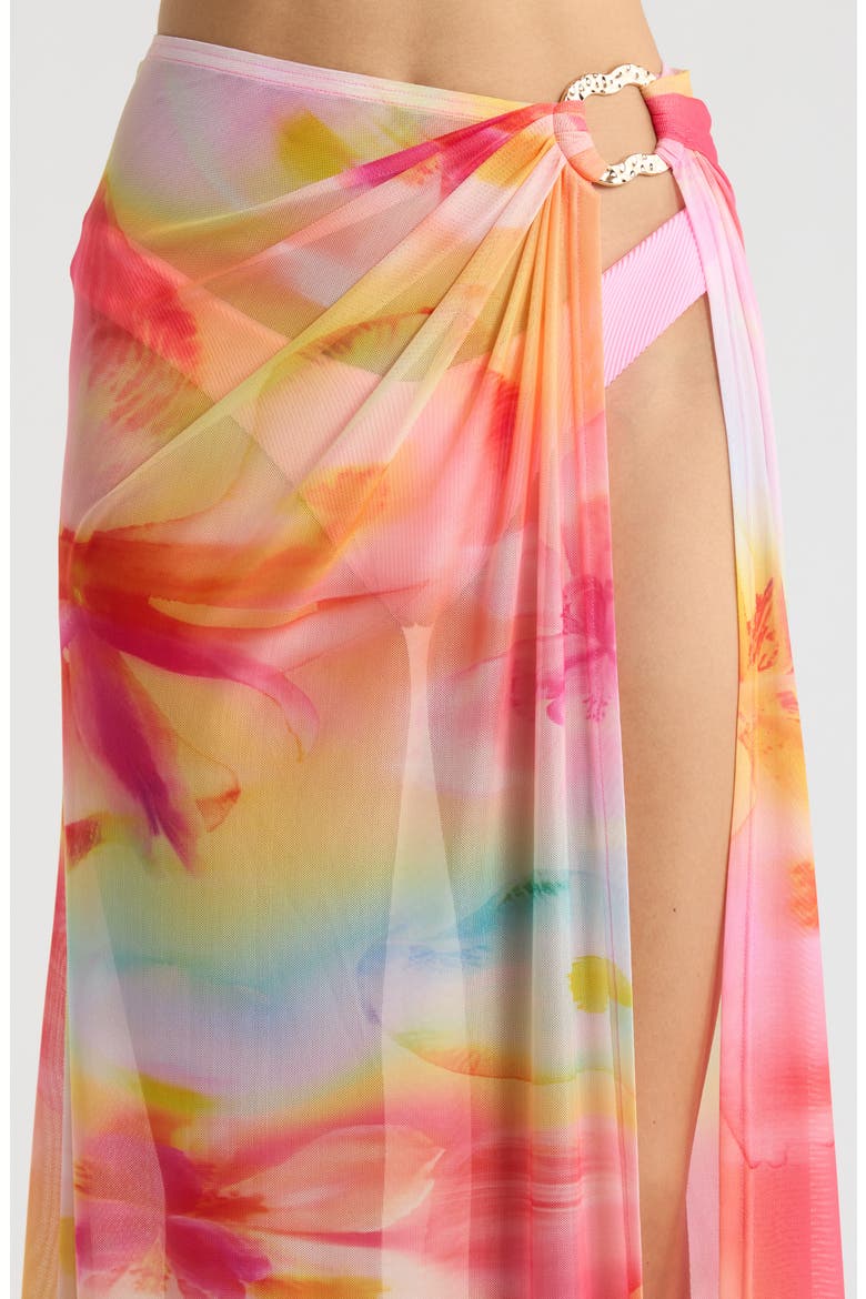 Sheer Mesh Cover-Up Maxi Skirt, Alternate, color, FRANGIPANI SWIRL