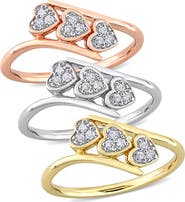 DELMAR Set Of 3 Trio Heart Diamond Rings - 0.27ct.