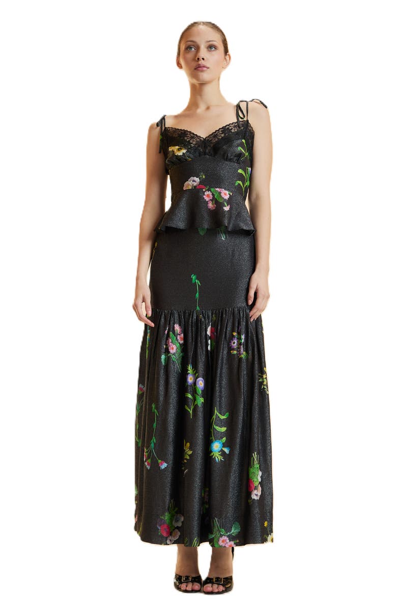 Cynthia Rowley Lace Metallic Cami Top, Main, color, Black Floral