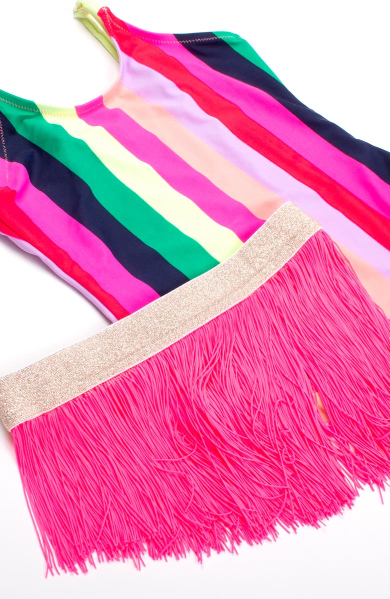 Shade Critters Stripe One-Piece Swimsuit with Fringe Skirt, Alternate, color, 