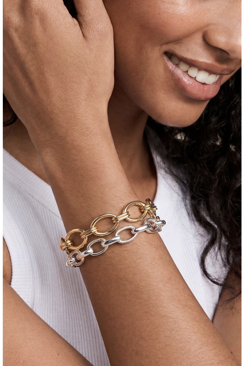 Mixed Metal Chain Bracelet, Alternate, color, MIXED METAL