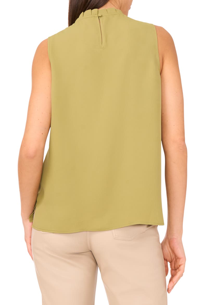 Pleated Mock Neck Woven Top, Alternate, color, MOSS GREEN
