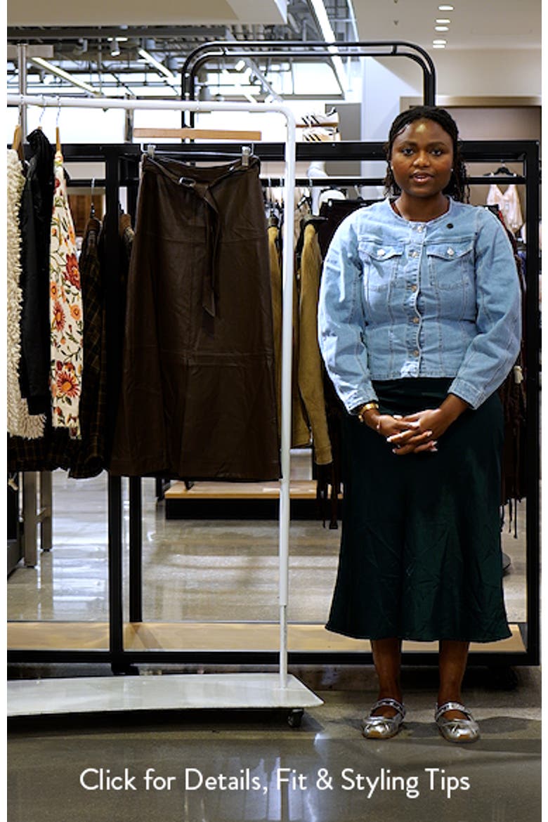 Seamed Tiered Faux Leather Midi Skirt video