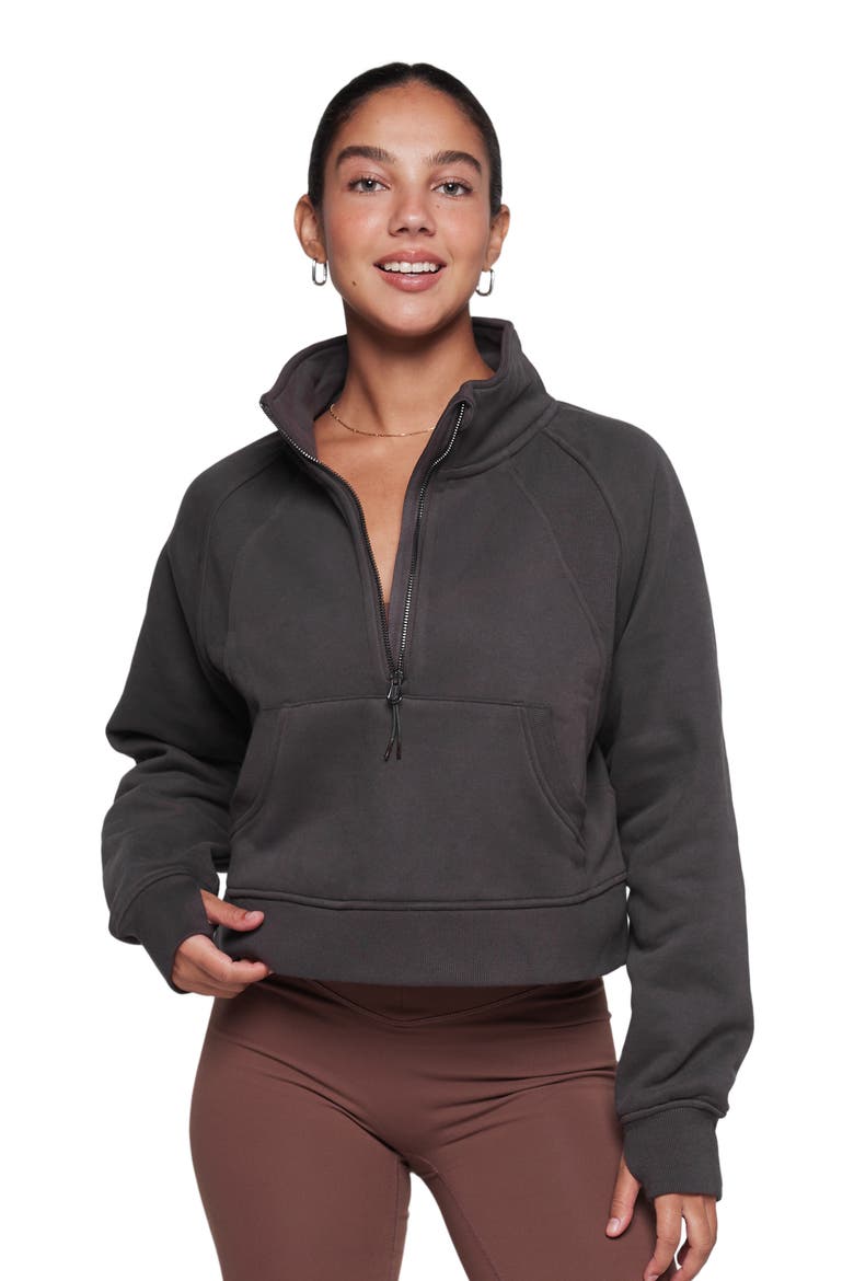 Effortless Fleece Crop Half Zip Sweatshirt, Alternate, color, Phantom Grey