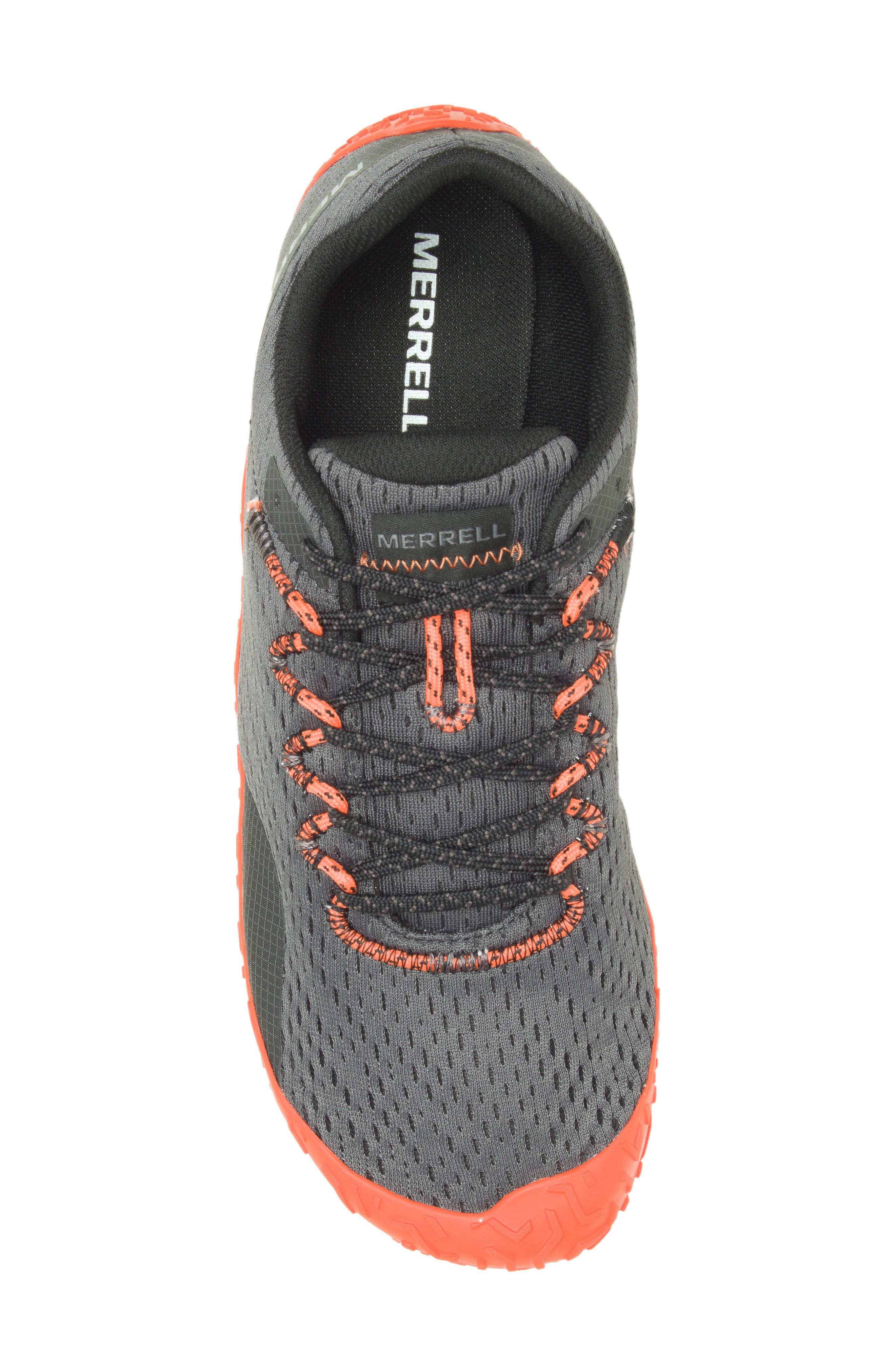 Merrell Vapor Glove 6 Trail Running Shoe, Alternate, color, Granite/ Tangerine