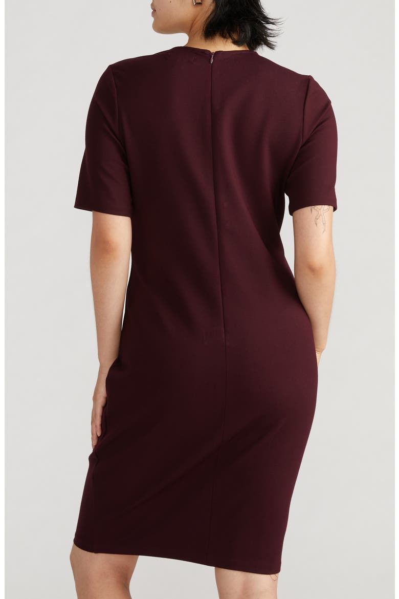 Envelope Neck Ponte Dress, Alternate, color, BLACK CHERRY RED