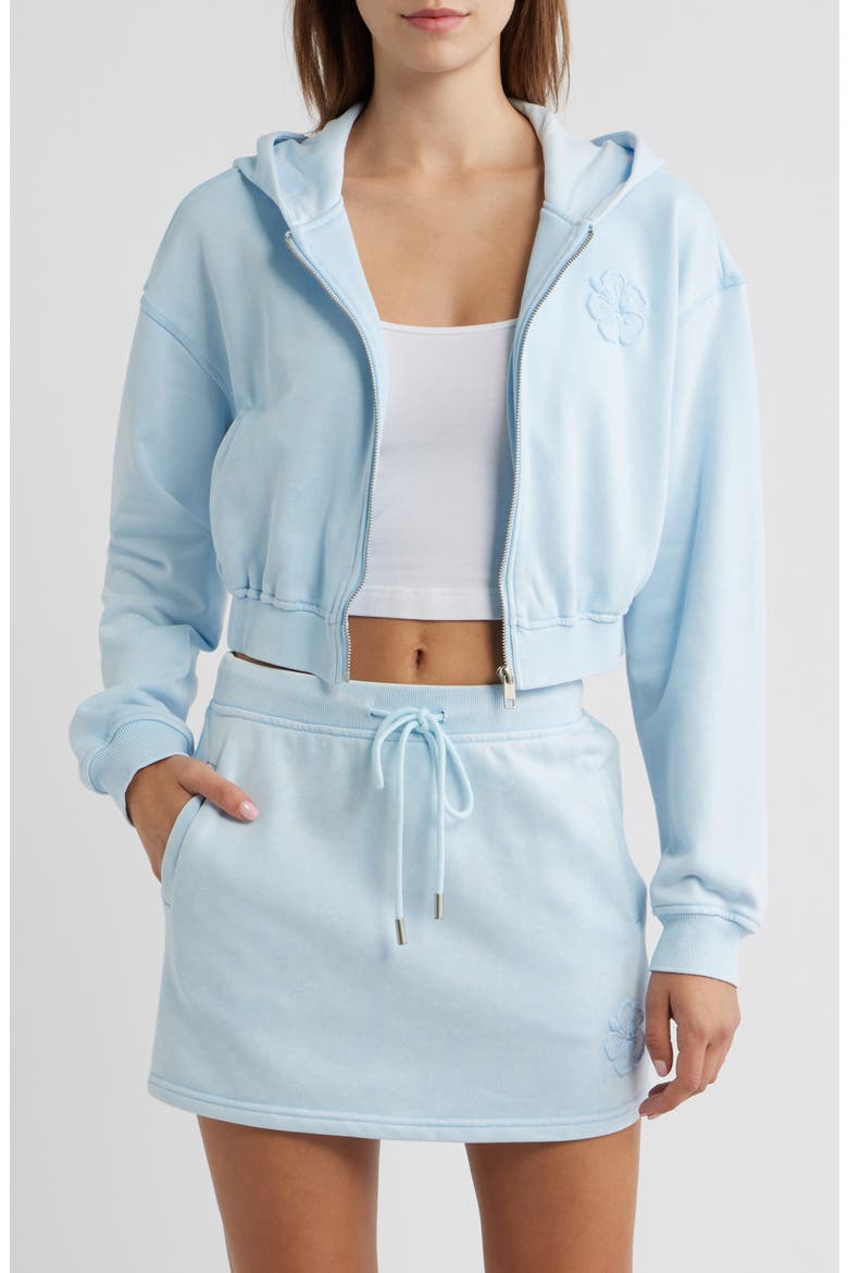 Cropped Full Zip Hoodie, Main, color, BABY BLUEBELL