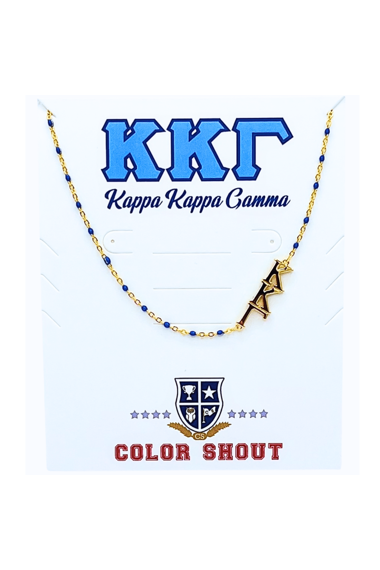 Kappa Kappa Gamma Greek Letter Side Set Necklace, Main, color, Yellow Gold
