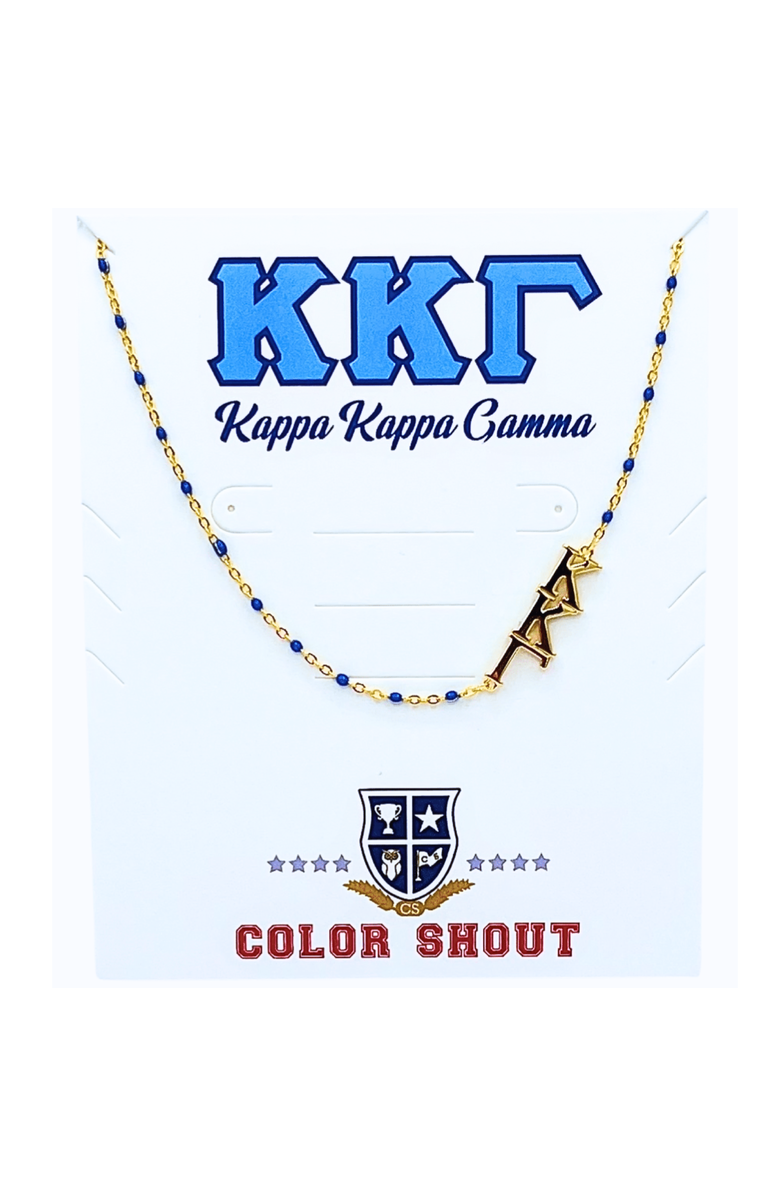 Color Shout Kappa Kappa Gamma Greek Letter Side Set Necklace, Main, color, Yellow Gold