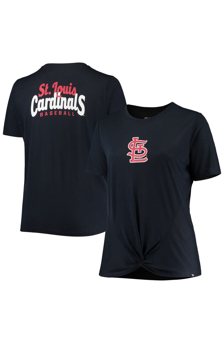 New Era Women's New Era Navy St. Louis Cardinals Plus Size 2-Hit Front Knot T-Shirt, Main, color, Navy