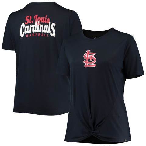 Women's New Era Navy St. Louis Cardinals Plus Size 2-Hit Front Knot T-Shirt