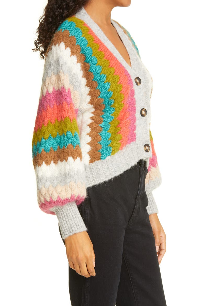 Charlie Chevron Stripe Cardigan, Alternate, color, MULTI COLOR COMBO