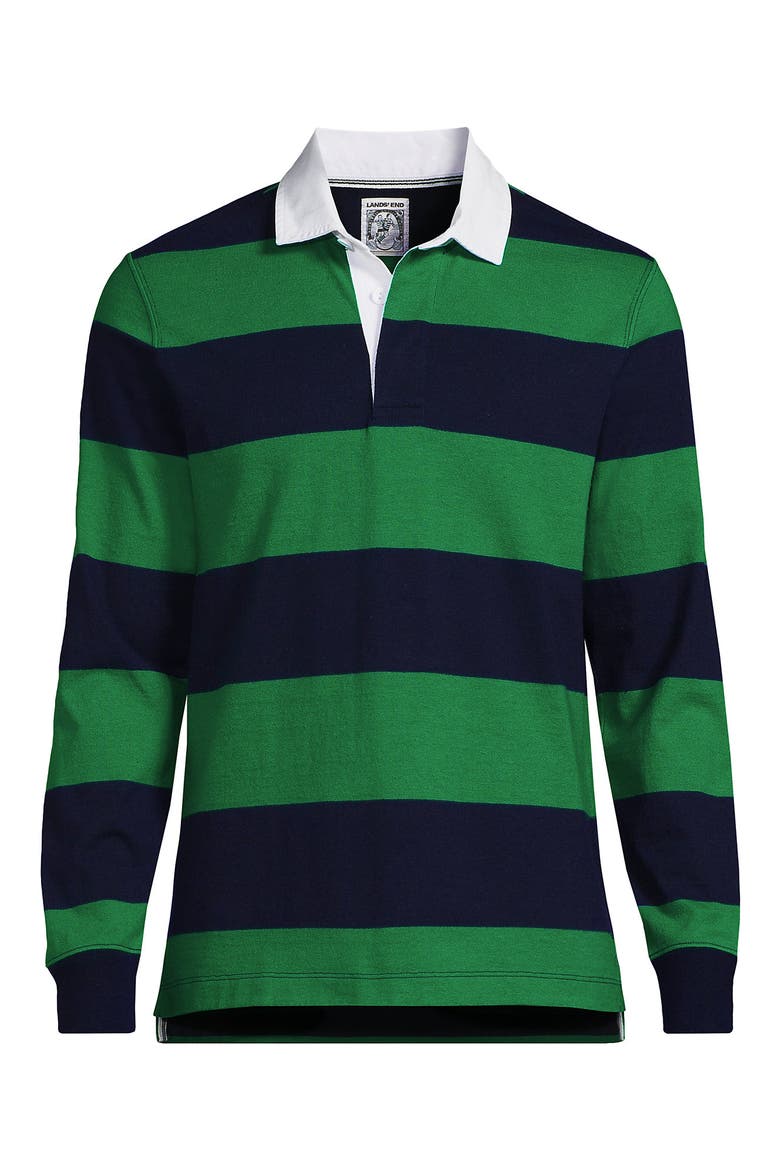 Long Sleeve Stripe Rugby Shirt, Main, color, Blue Grass/Radiant Navy Stripe