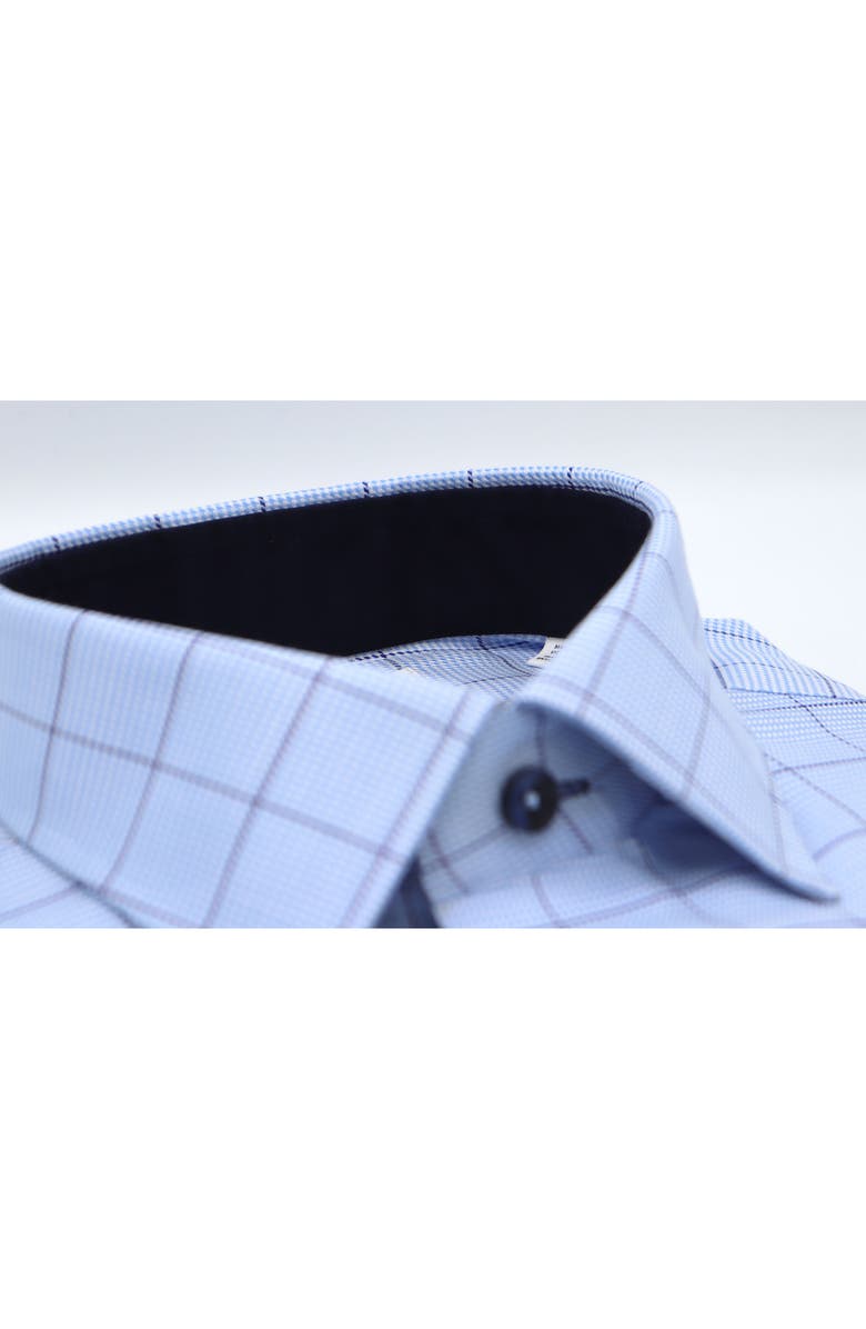 Lorenzo Uomo Oxford Windowpane Trim Fit Dress Shirt, Alternate, color, Light Blue