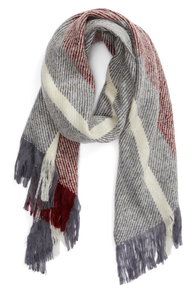 Munro Scarf, Alternate, color, GREY / RED