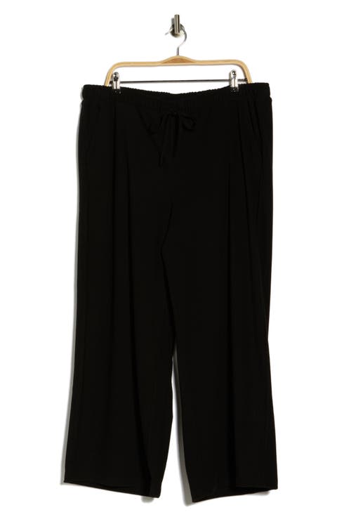 Drawstring Waist Wide Leg Pants (Plus)