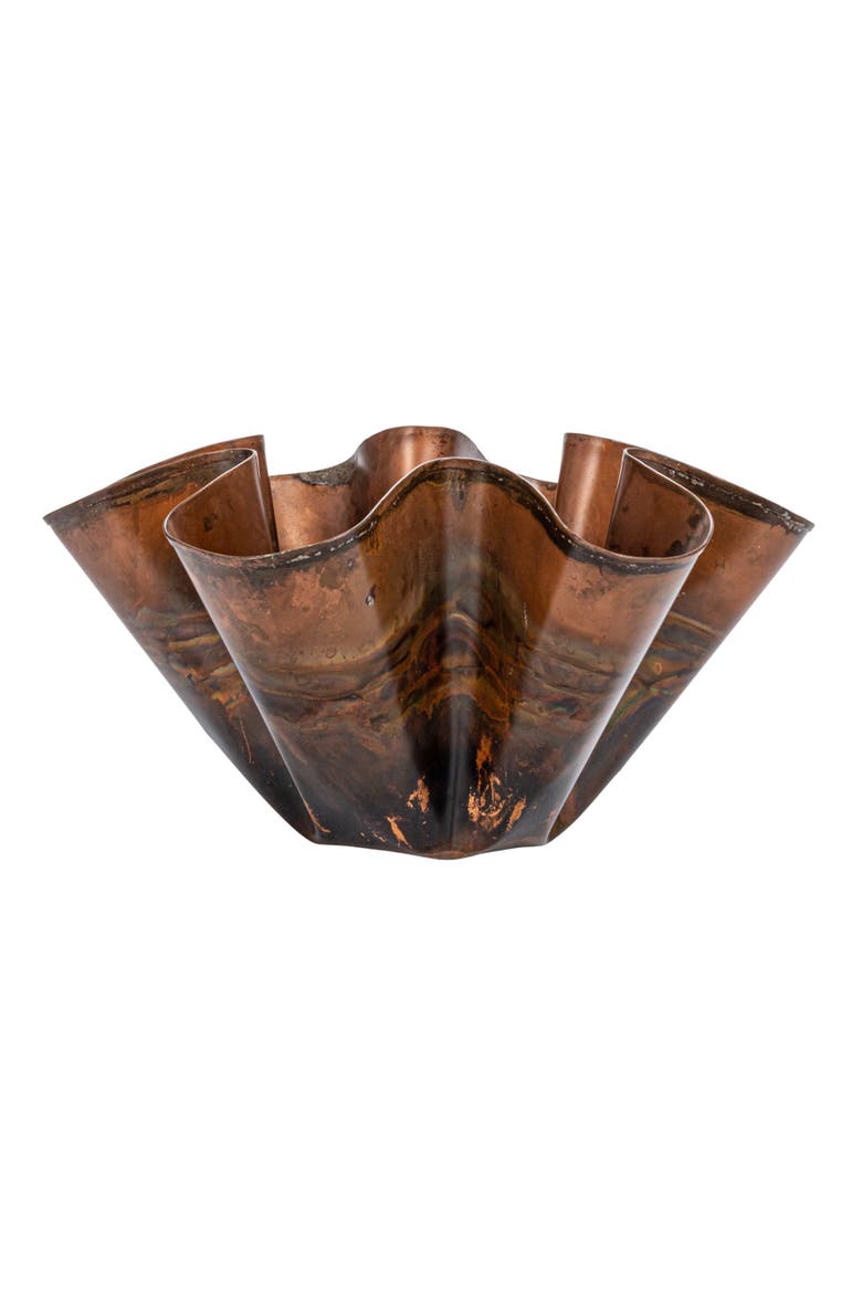 Metal Organic Shaped Planter, Oxidized Copper, Alternate, color, Copper