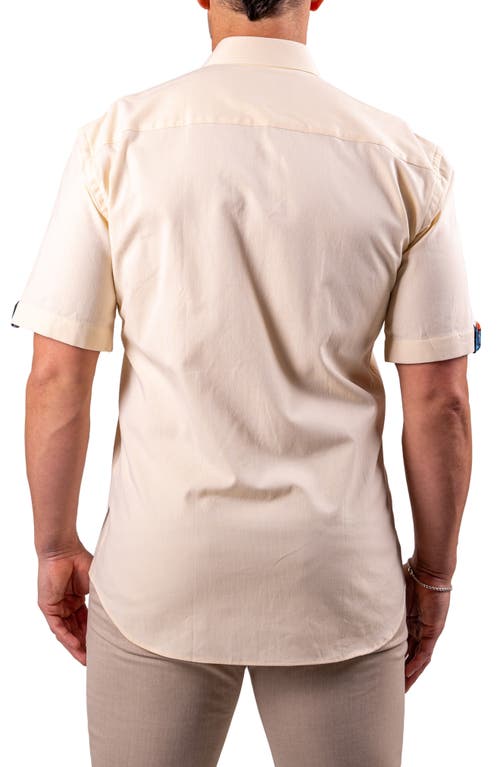 Maceoo Galileo Resistance0122 Yellow Short Sleeve Cotton Button-up Shirt