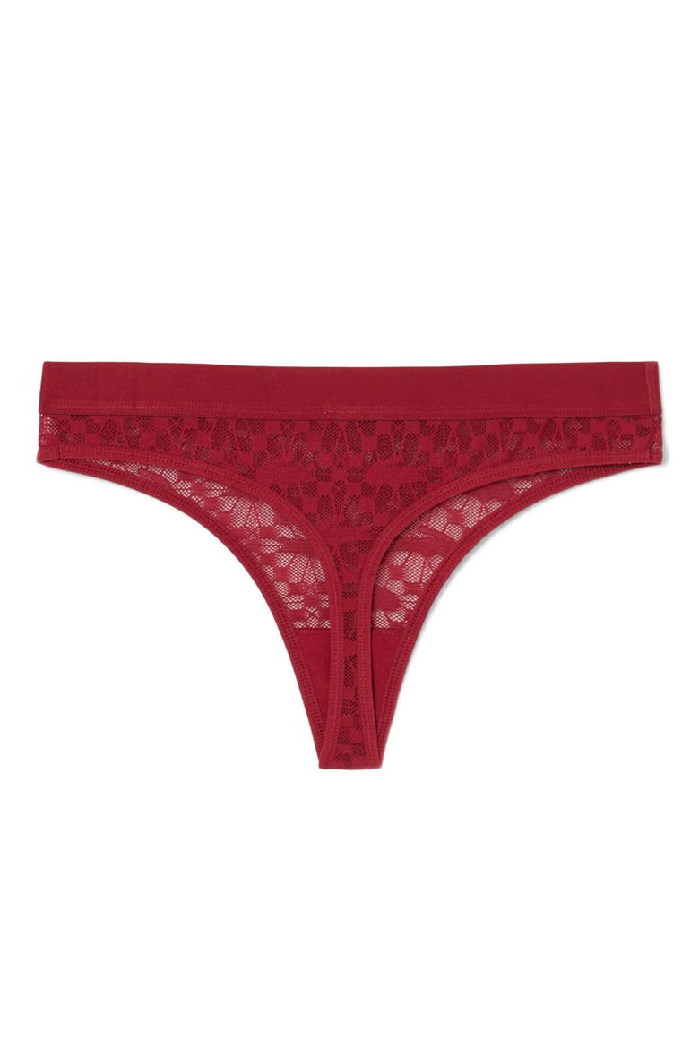 Lace Thong, Alternate, color, BORDEAUX