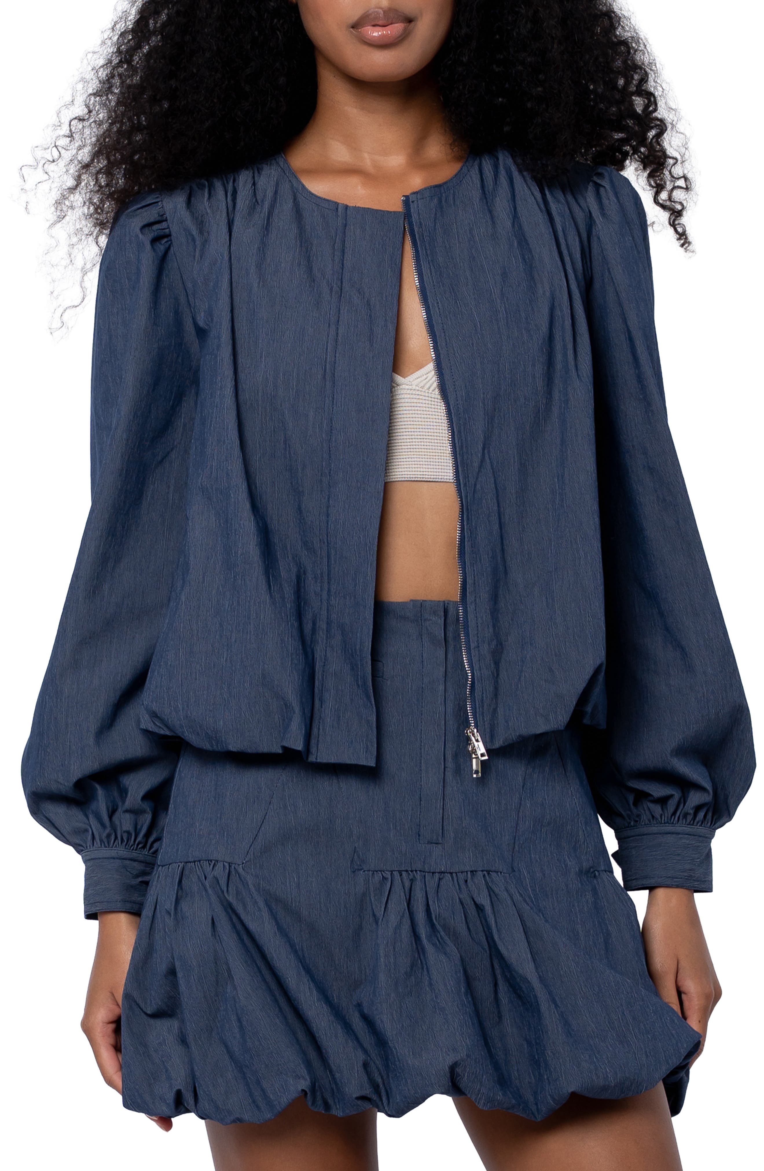 CIEBON Donna Balloon Sleeve Cotton Blend Jacket