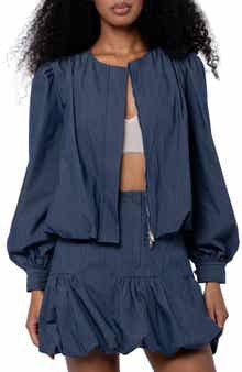CIEBON Donna Balloon Sleeve Cotton Blend Jacket