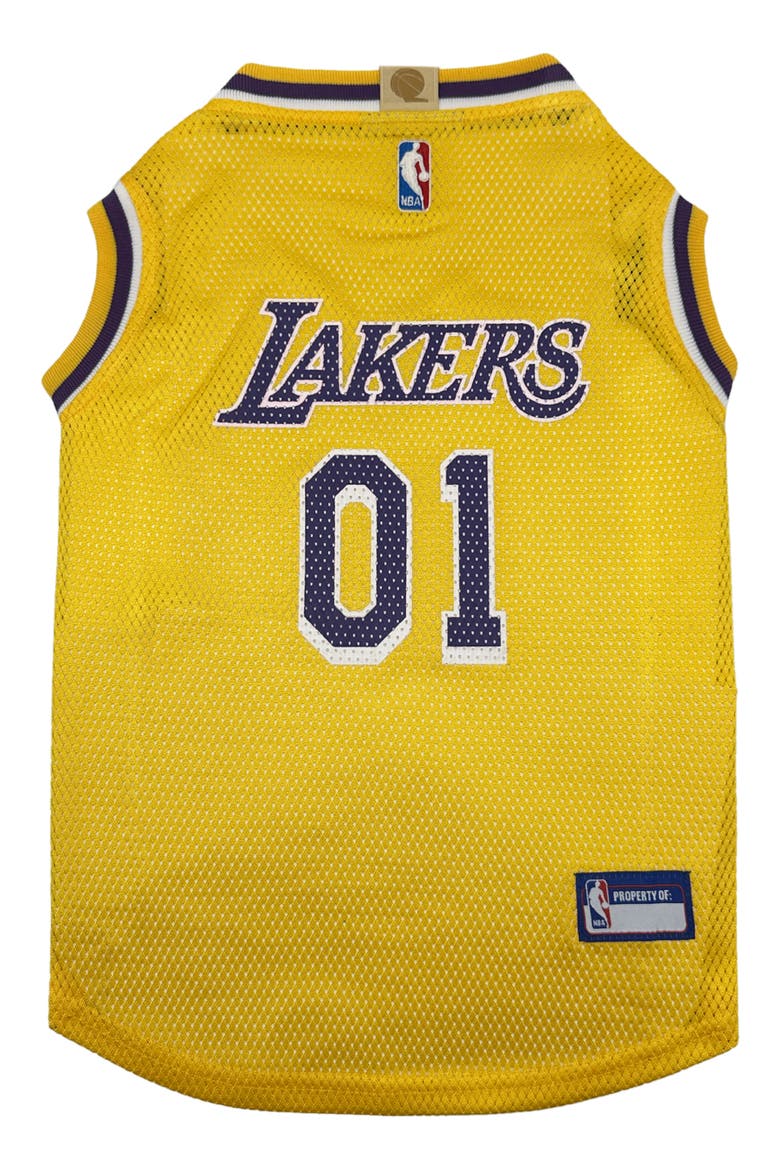 LA Lakers Basketball Mesh Dog Jersey, Main, color, YELLOW