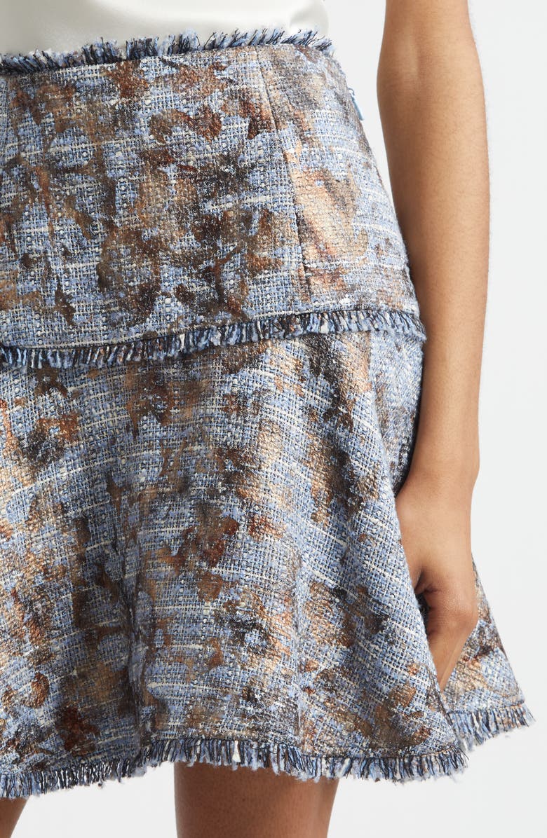 Cinq à Sept Jaxina Foil Print Tweed Miniskirt, Alternate, color, Silver Multi