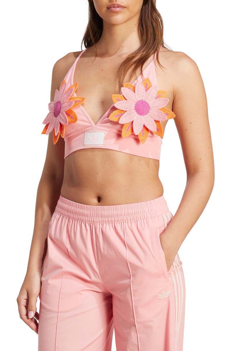 adidas Originals Appliqué Rib Bralette, Main, color, 