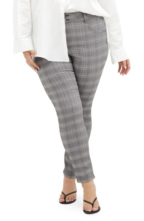 Bengaline Check Skinny Leg Pants (Plus Size)