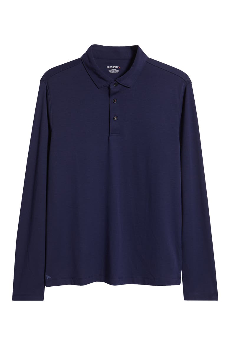 Damaschino Wrinkle Free Long Sleeve Polo, Alternate, color, NAVY