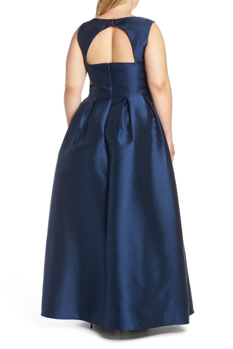 Perla Back Cutout Evening Dress, Alternate, color, NAVY