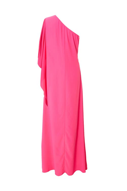 Quiz One Shoulder Frill Detail Crepe Maxi Dress In Magenta