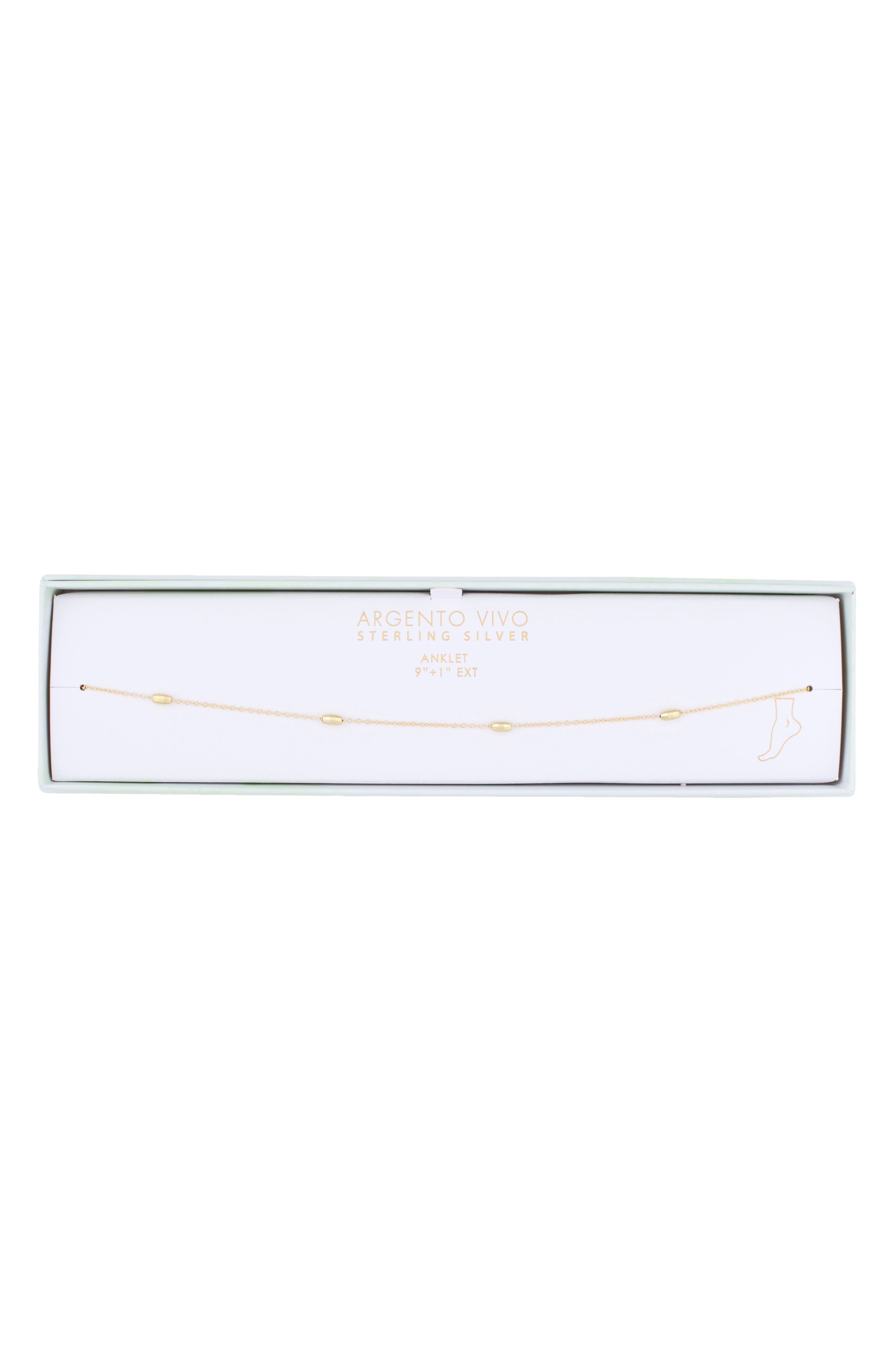 ARGENTO VIVO 18K Gold Plated Sterling Silver Station Chain Anklet
