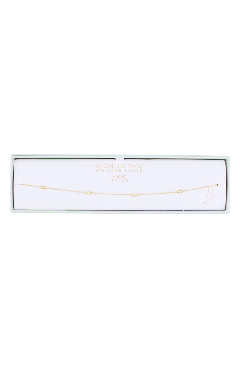ARGENTO VIVO 18K Gold Plated Sterling Silver Station Chain Anklet, Main, color, Gold