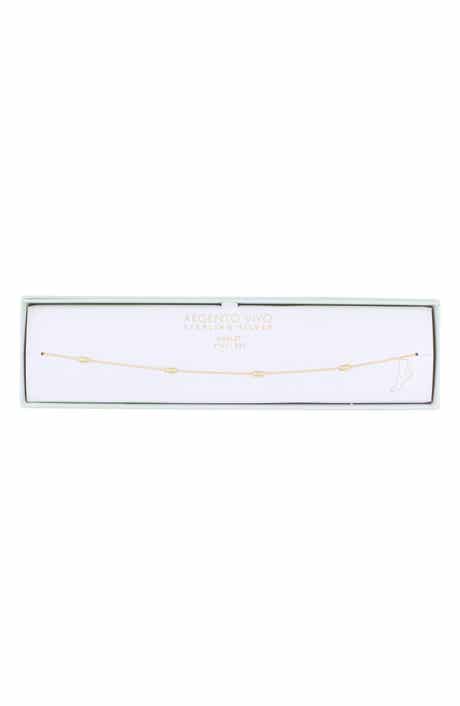ARGENTO VIVO 18K Gold Plated Sterling Silver Station Chain Anklet