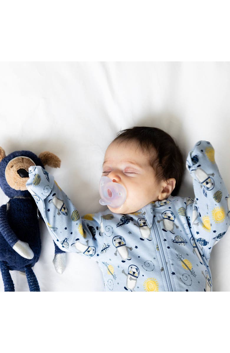 Norani Organic Cotton Zip Footie in Space Bears, Alternate, color, Space Bears