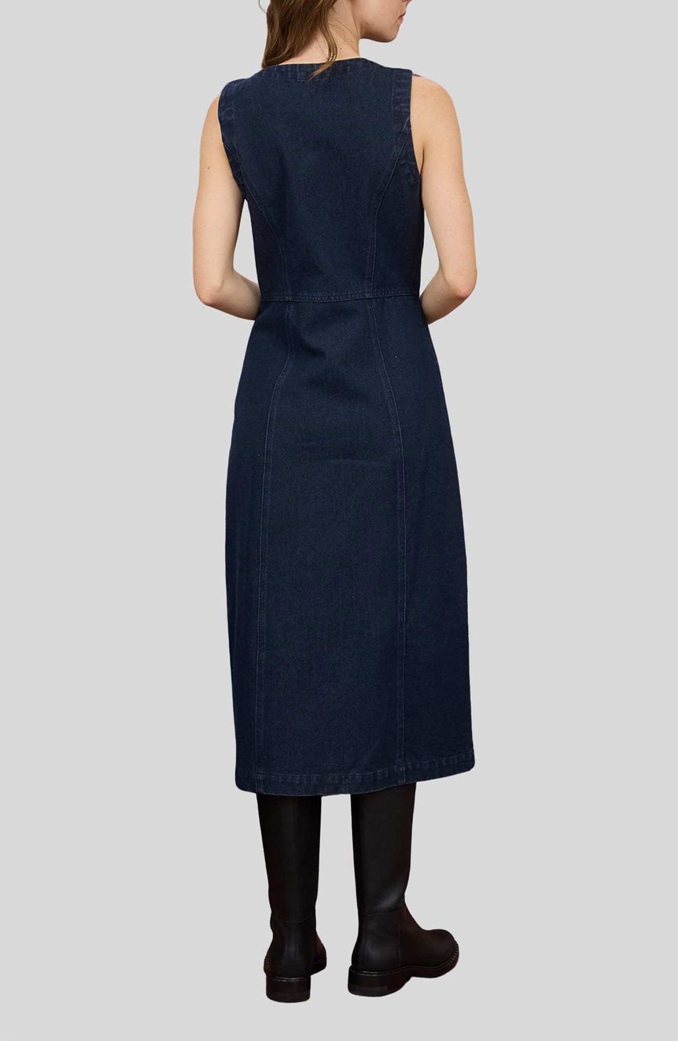 Denim Button Down Midi Dress - image 2