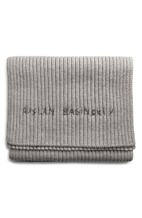 Ruslan Baginskiy Monogram Embroidered Merino Wool Scarf In Gray