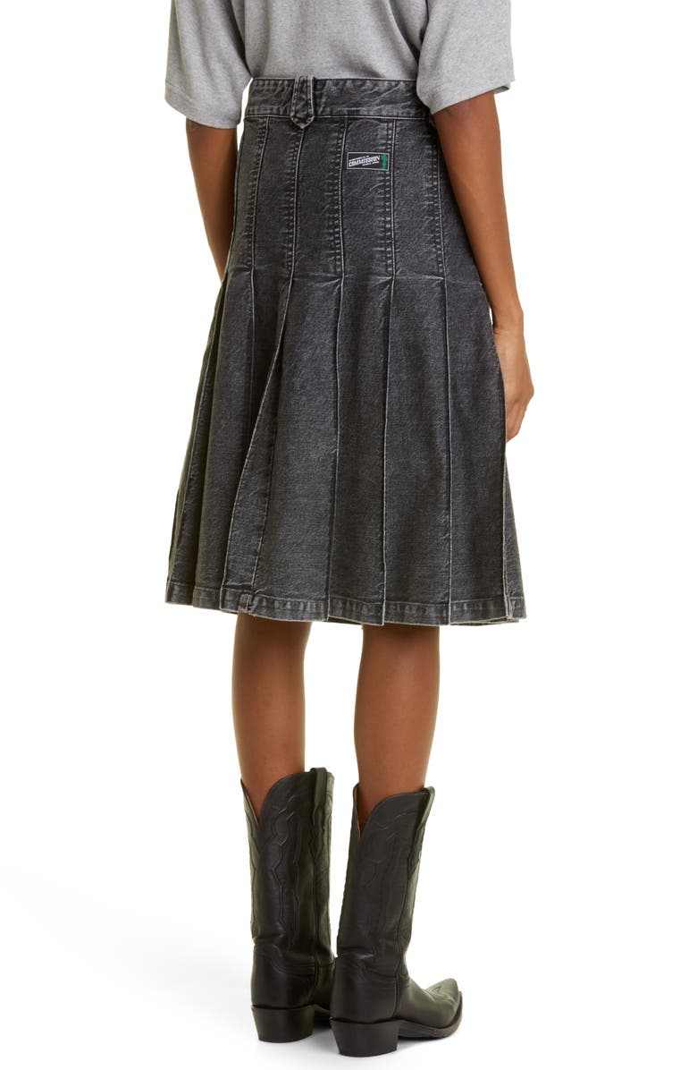 Commission Gender Inclusive Roadhouse Pleated Denim A-Line Skirt, Alternate, color, 