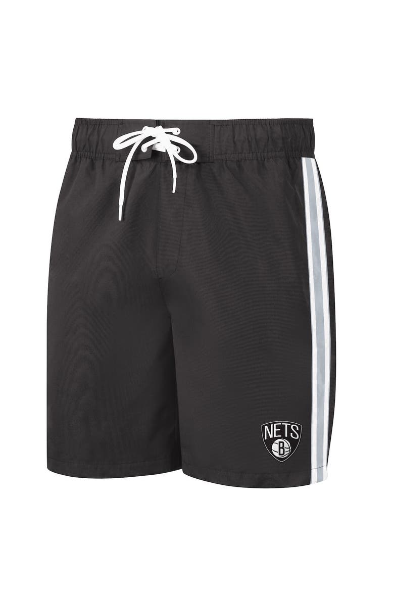 G-III SPORTS BY CARL BANKS Men's G-III Sports by Carl Banks Black/Gray Brooklyn Nets Sand Beach Volley Swim Shorts, Alternate, color, Black