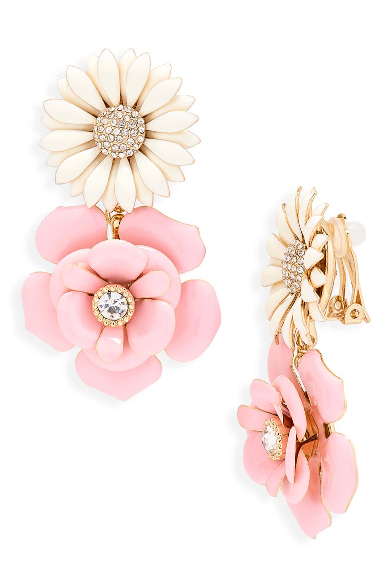 Double Flower Earrings, Main, color, MULTI-COLOR