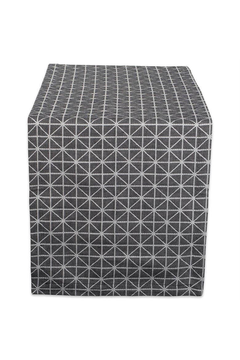 Black/White Triangle Table Runner 14X108, Main, color, Black/White