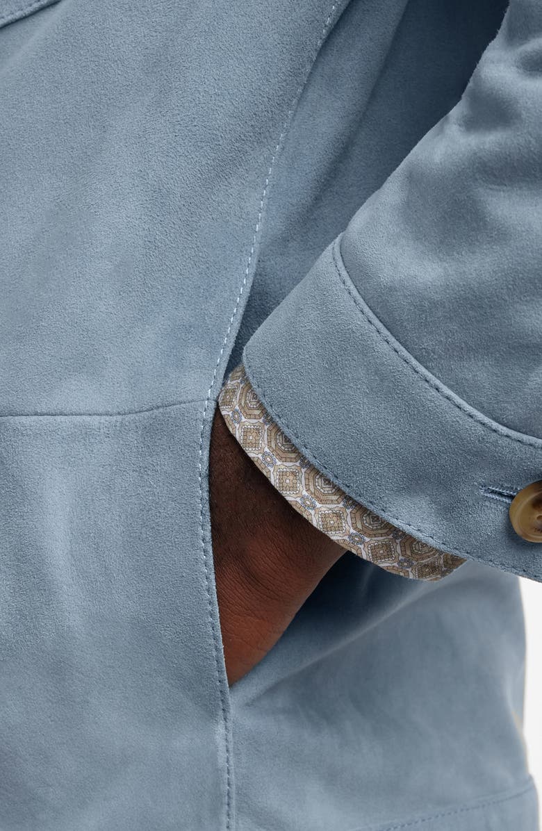 David Donahue City Suede Button-Up Shirt Jacket, Alternate, color, Cloud Blue