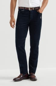 Brunello Cucinelli Garment-dyed five-pocket Italian fit trousers in cotton narrow wale corduroy