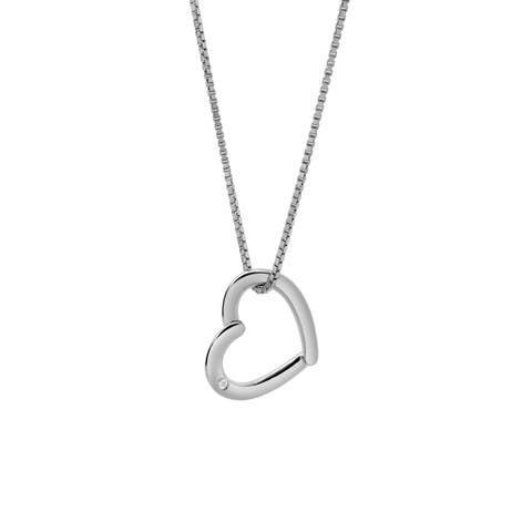 Lorina Sterling Silver 0.01 Ct Diamond Open Heart Pendant