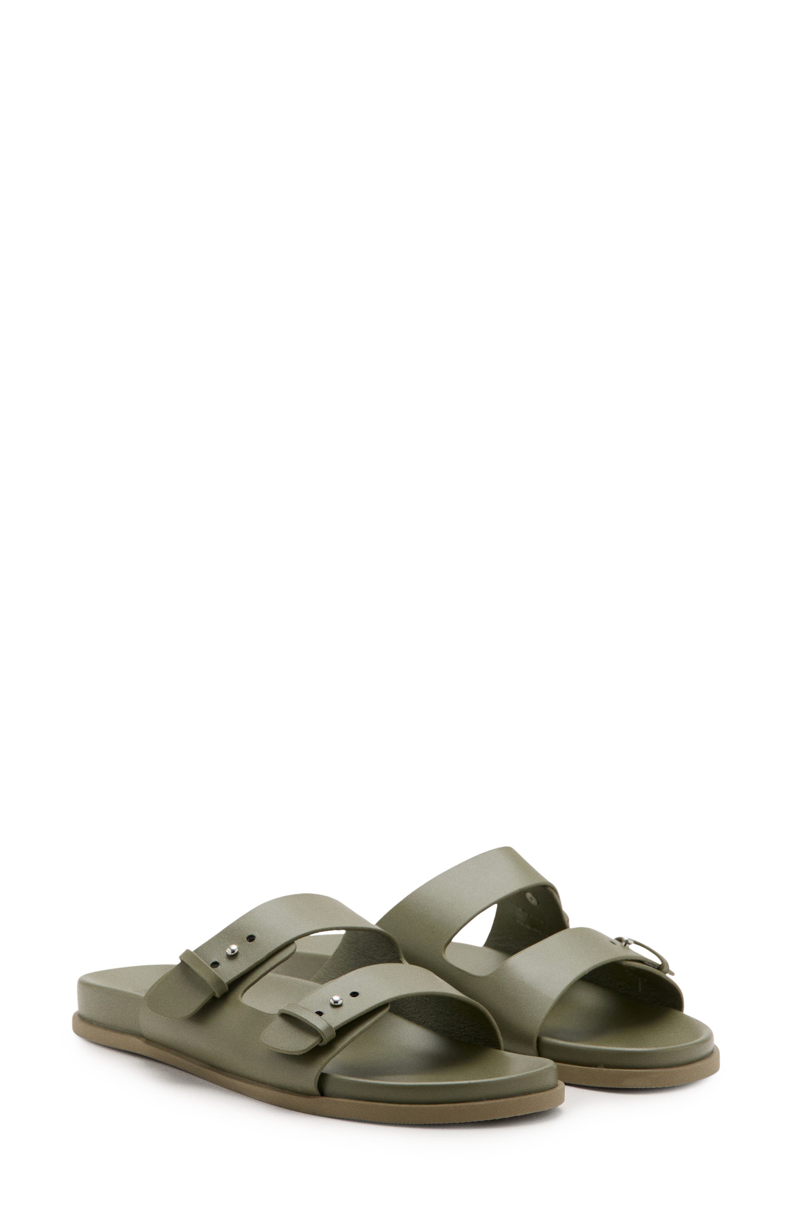 MANGO Double Buckle Sandal, Main, color, Khaki Green