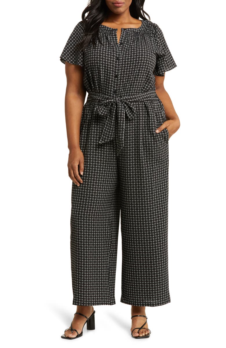MAX STUDIO Flutter Sleeve Wide Leg Jumpsuit, Main, color,