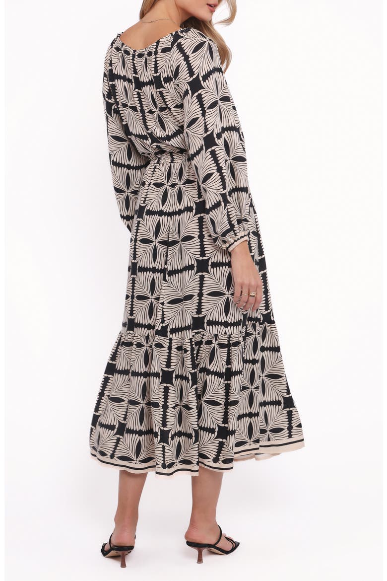Faris Print Long Sleeve Maxi Dress, Alternate, color, BLACK GEO